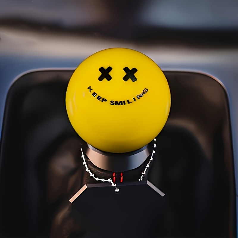 Interior Design Co - Gałka zmiany biegów Keep Smiling, żółto-czarna