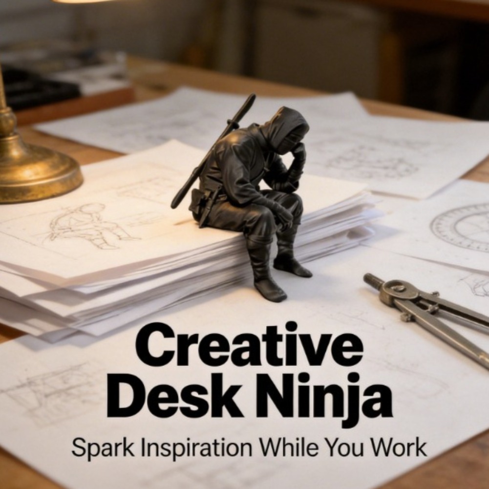 Interior Design Japan - Japońska figurka siedzącego ninja, drukowana w