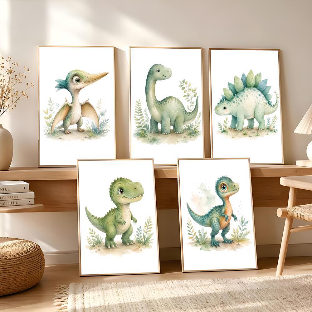 Interior Design Of House - Uroczy Kreskówkowy Dinozaur Dziecięcy Obraz Kaligrafia