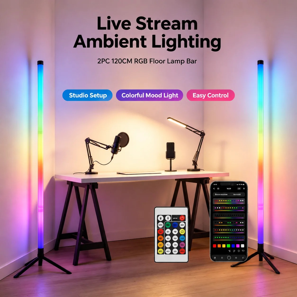2 SZT. Lampa podłogowa RGB 120 – Interior Design Room recenzja i cena